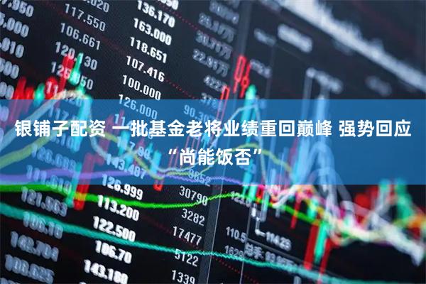 银铺子配资 一批基金老将业绩重回巅峰 强势回应“尚能饭否”
